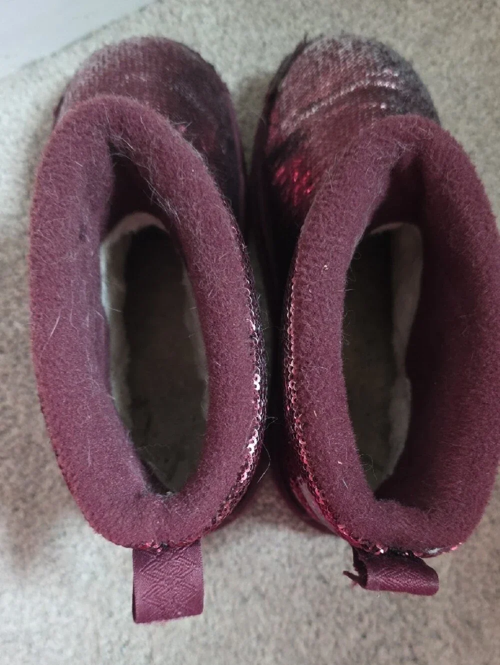 UGG Kids Sequin Ankle Boots in Burgundy